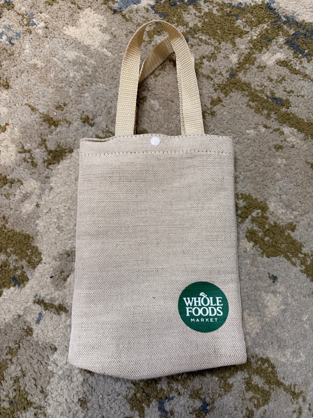 Mini Whole Foods Beige Canvas Tote Bag - Reusable Grocery Bag